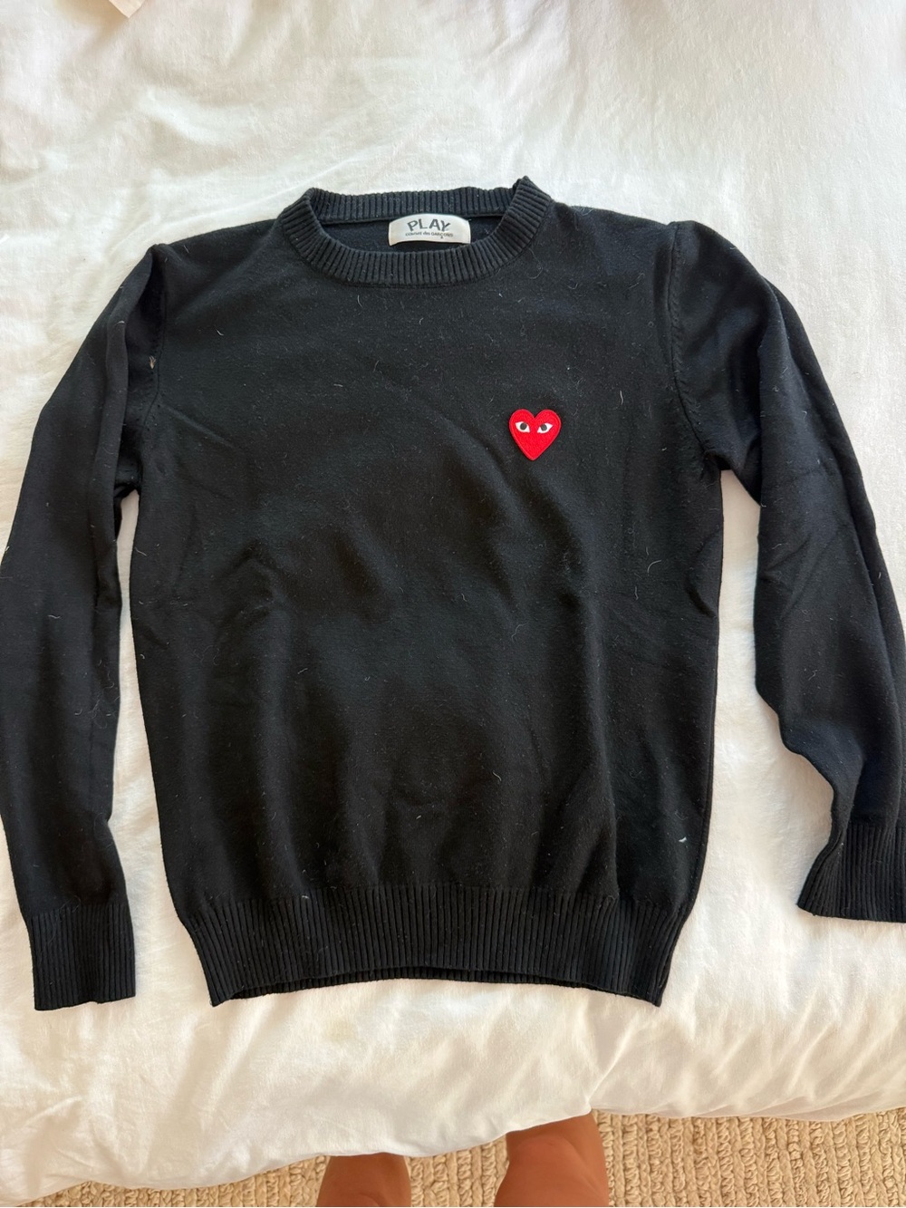 Comme des Garçons PLAY Black Crewneck with Red Heart Patch